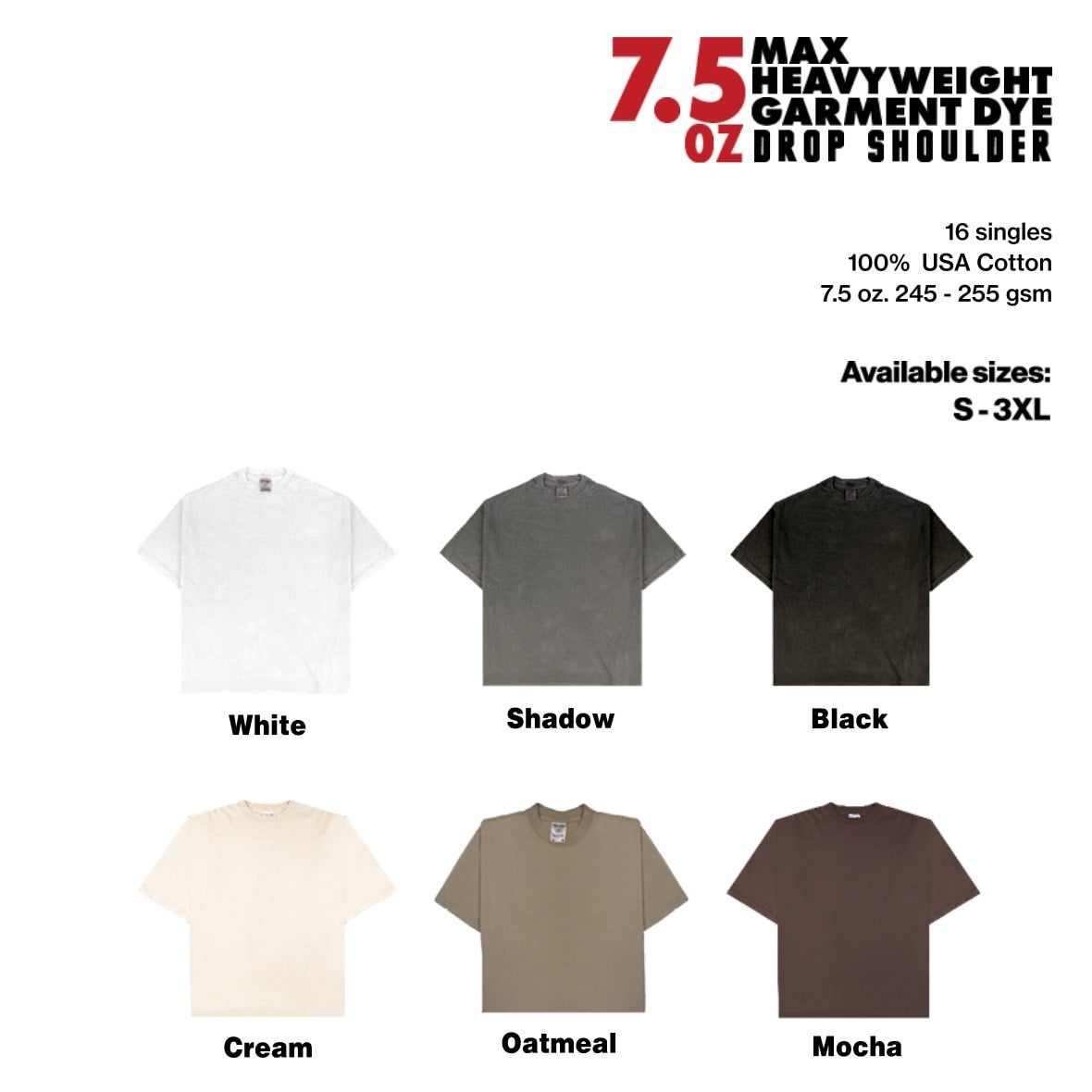 SHAKA WEAR 7.5 oz Garment Dye Drop Shoulder Short Sleeve T-shirt